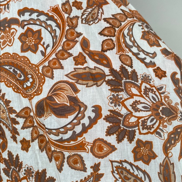 NWOT Maje paisley Orange and Cream printed cotton High Low stretchy Skirt as is - Picture 12 of 16
